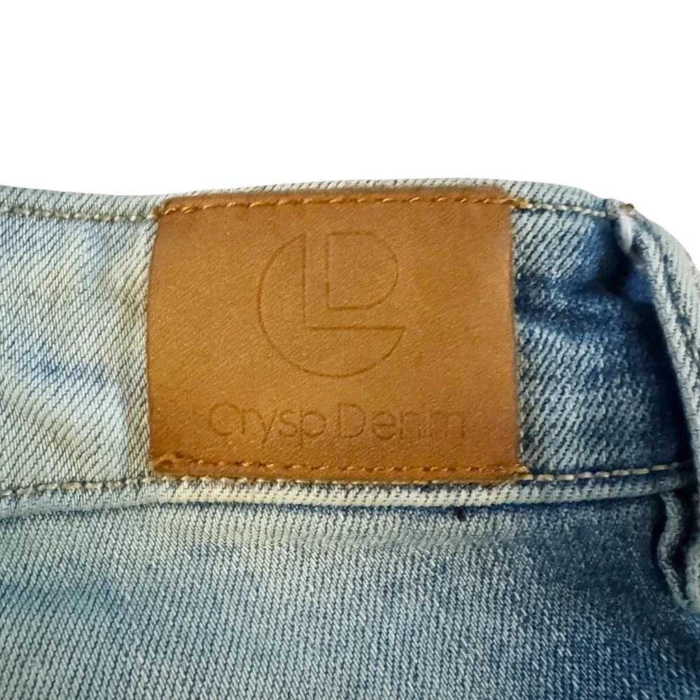 Crysp Denim Men's‎ Distressed Ripped Patch Jeans Sz 28 Blue 28x31 Moto Fit Biker